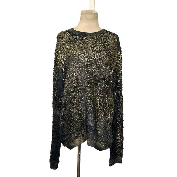 Avant Toi black gold metallic distressed-effect sweater size XL - Picture 1 of 12